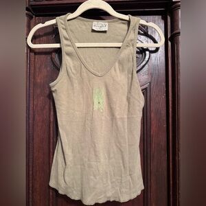 Two~ Omgirl Laughing Buddha Women's Olive Tank Top S